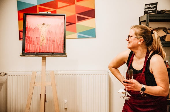 Aktmalerei Frankfurt mit Weintasting (Nordend)